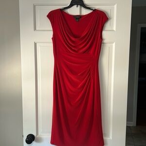 Women's Ralph Lauren Cap Sleeve Cowl Neck Red Dress Size 4